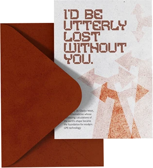 I’d be utterly lost without you card with rust envelope